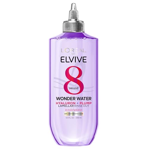 L'Oreal Paris Elvive Hyaluron Plump Flash Hydration Wonder Water Hair Rinse, 8 Second Hydrating Hair Care Treatment for Soft, Shiny Hair, 6.8 Fl Oz