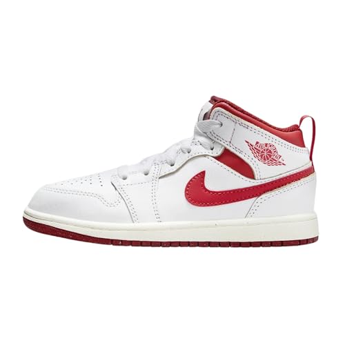 Jordan 1 Mid Se (Ps) Little Kid's Shoes Size- 3, White/Lobster-dune Red Sail