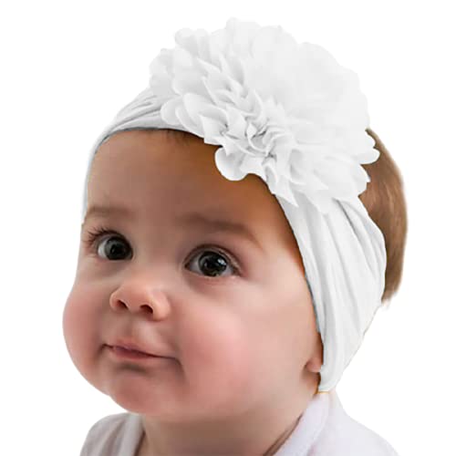 Image of SYGA Pack of 4 Baby Headbands Nylon Flower Soft Stretchable Hairband for Newborn Infant Toddler Kids For 0-3 Year (Multicolor)