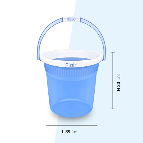 Image of FLAIR Estella Crystal 19 LTR T.Blue Set of 3 I Plastic Bathroom Bucket | Strong and Durable Water Storage Bucket | Sturdy and Easy Grip Handle | Ideal for Bathing and Everyday Use