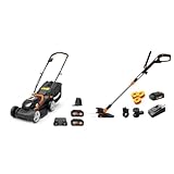 Worx 40V 14" Cordless Lawn Mower, 20V 12" String Trimmer/Edger/Mini-Mower Bundle with Batteries & Chargers