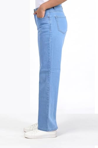 Image of Women's High Rise Wide Leg Denim Jeans | Stretchable Casual Blue Jeans for Women | Classic 5 Pocket Style | Comfortable Everyday Wear