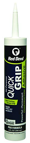 Red Devil 0696 Quick Grip Construction Adhesive, 9 fl oz, White, 12 Pack
