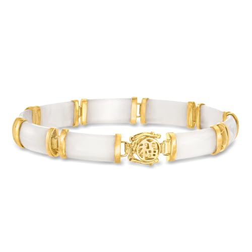 Image of Ross-Simons Good Fortune Jade Bracelet in 18kt Gold Over Sterling