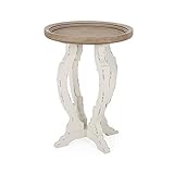 Christopher Knight Home Editha French Country Accent Table with Round Top, Natural + Distressed...