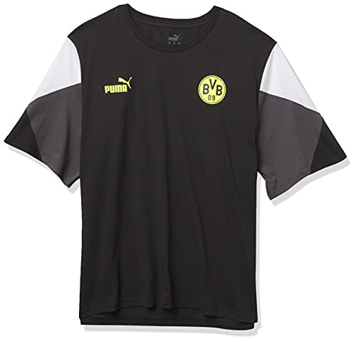PUMA Men's Standard BVB FTBLCULTURE Tee, Black-Safety Yellow, X-Large