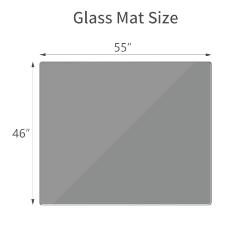 Image of [Tempered Glass] 46 inch x 55 inch Glass Office Chair Mat for Carpet