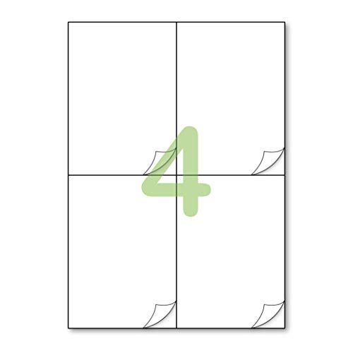 Gluetack – Etiquetas Adhesivas 148'5 x 105 mm (A4) – Papel De Pegatina Para Imprimir Con Adhesivo Superpermanente – 200 Folios Adhesivos – 4 Etiqueta Por Hoja – 800 Etiquetas