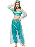 YOSICIL Costumi Principessa Jasmine per Donna Aladdin ballerina di dominio costumi di Halloween donna Festa di Carnevale Natale Dress Up Party Danza del ventre Performance,2XL