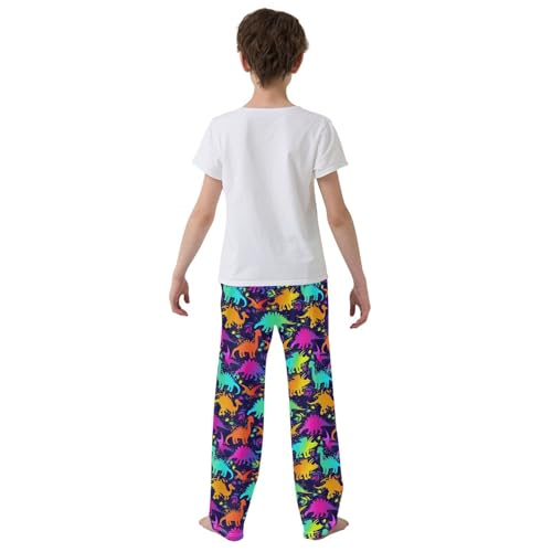 ZZXXB Dinosaur Galaxy Print Boys Long Pants Soft Trousers Elastic Waist Kids Lounge Bottoms with Pockets S-XL3