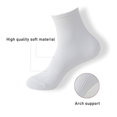 Image of WoWhite Ankle Socks for Woman Cotton Crew Socks Athletic Running 5 Pairs(white*3 & black*2,9-11)