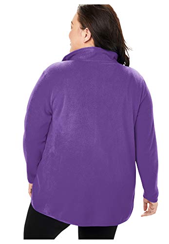 Woman Within Women's Plus Size Zip-Front Microfleece Jacket Fleece - 2X, Black #TOP2