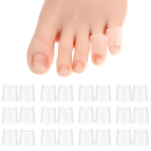 Image of 24 Pcs Silicone Corn Removers for Toes, Open Pinky Toe Cushion, Silicone Toe Sleeves, Toes Protectors, Gel Toes- Cushions Pads for Corn, Blisters, Hammer, Toenails Loss and Friction Pain Relief