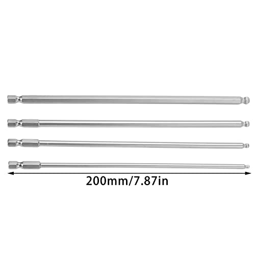 Aramox Ball End Hex Screwdriver Bit, 4Pcs Hex Screwdriver Bit Set S2 Steel Magnetic Metric Ball Head Hex Bits 1/4 Inch Hex Shank Hex Head Allen Wrench Screwdriver Bit Set(200Mm) #TOP1