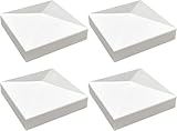 3.5 x 3.5 Inch Vinyl Fence Post Caps (4 Pack) - White Pyramid Style PVC Post Tops for Wood Posts, Mailbox & Deck - Weatherproof & UV Resistant Decorative Covers - Easy Install Fence Post Pro