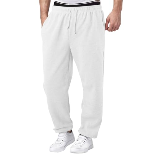 Fleece Sweatpants Men Baggy Open Bottom Athletic Workout Pants Relaxed Fit Straight Leg Sweatpants with Pockets2