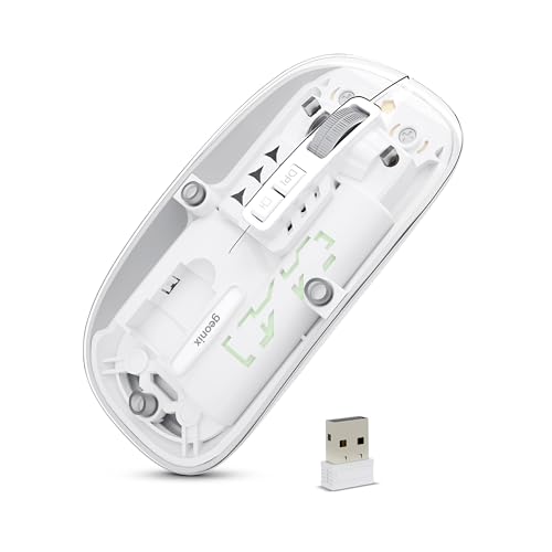 Image of Geonix Crystal Optical Wireless Transparent Mouse, 2.4GHz with USB Nano Receiver, 4 DPI Modes, High Precision Optical Tracking, 10m Working Distance with RGB Light (White)
