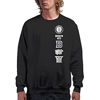 Junk Food Men's Standard Brooklyn Nets LC Stacked Logo-NBA Adult Crew FleeceFor Women, Black