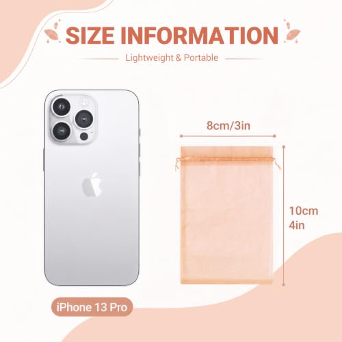 Image of FUNFERY 100PCS Peach Champagne Sheer Organza Bags 3x4 in, Goodie Bags Bulk | Small Mesh Gift Bag with Drawstring for Wedding Party Favor, Drawstring Pouch for Jewelry, Sachet Bags for Treat, Candy, Soap