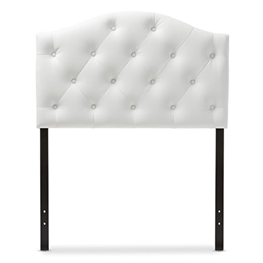 Baxton Studio Myra Modern and Contemporary White Faux Leather Upholstered Button-Tufted Scalloped Twin Size Headboard