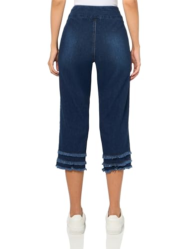 SLIM-SATION Women's Pull On Wide Band Triple Fringe Hem Jean Capri Pant2