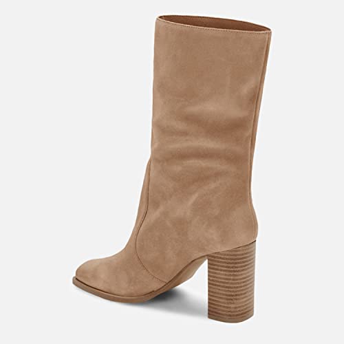 Juliet Holy G5H292KQ08 Women’S Mid-Calf Boots Chunky Stacked Heel Square Toe Side Zipper Slip-On Suede Winter Booties thumb #3