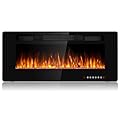 BOSSIN 42 inch Ultra-Thin Silence Linear Electric Fireplace, Recessed Wall Mounted Fireplace, Fit for 2 x 4 and 2 x 6 Stud, 12 Adjustable Flame Color & Speed,Touch Screen Remote Control with 8h Timer