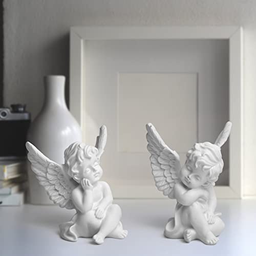 Estatuas de ángeles pequeños de resina, set 2 piezas miniatura 4