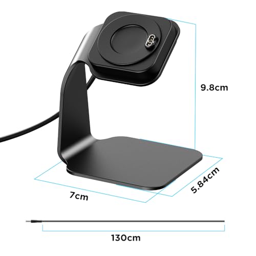 EZCO Charger Dock Compatible with Garmin Vivoactive 5 4 4S 3/3 Music/Venu Sq/Venu/Venu 3S 3 2S 2, Premium Aluminm Charging Cable Stand Base Station USB Date Syn for Fenix 7 7S 7X 6 5 Smartwatch