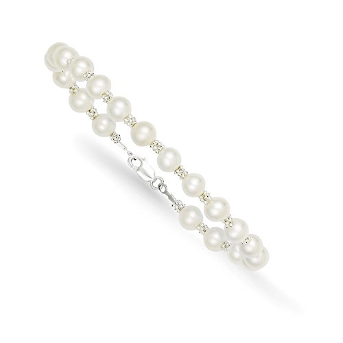 Broche de plata de ley pulsera de agua dulce para blanco perlas bonitos - JewelryWeb Cover