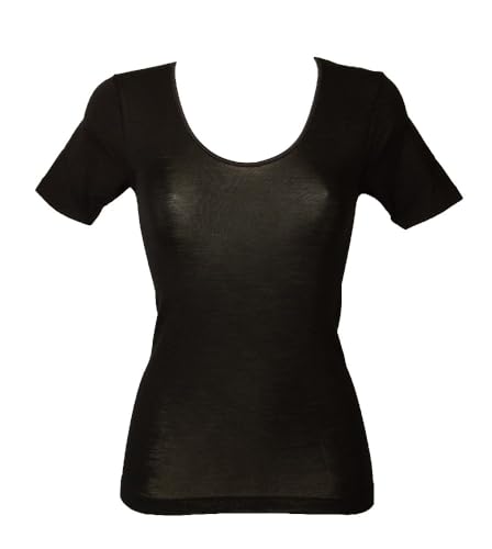 EGI Camisa Mujer Media Manga 85% Lana y 15% Seda con Borde Raso artículo 142, Nero - Black, S