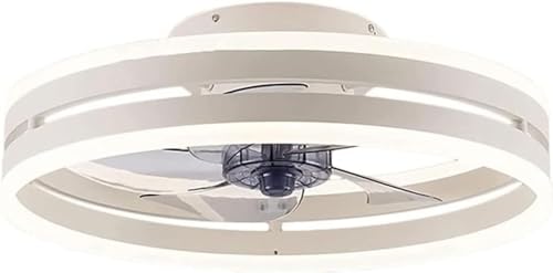 Ventilador de Techo silencioso con aspas Reversibles, Regulable, LED, 6 velocidades, con Mando a Distancia, para salón, Cocina, Dormitorio, Blanco, Negro, 50 cm (Blanco)