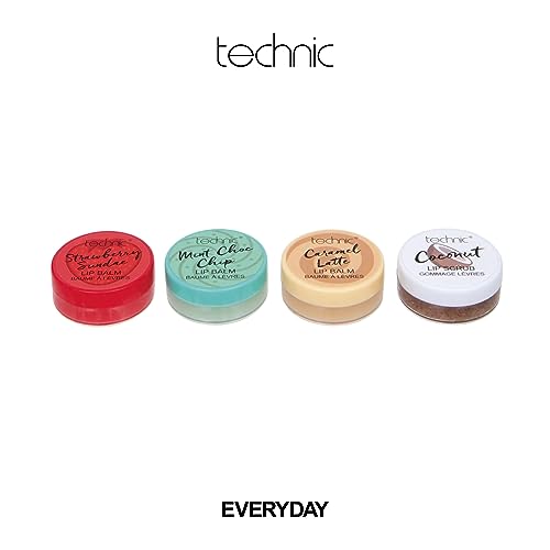 Technic Lip Balm & Scrub 4Pc Gift Set - 4 Flavours - Nourishing Coconut Sugar Scrub Lip Treatment & Softening Lip Balms - Vegan and Cruelty Free - Image 5