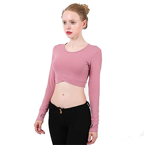 Yoga Running Workout Tops 4 Colors Women's Sportswear Middle Waist Wear Top Stretch-Fit Yoga Gym Set Exercise for Women (Color : Pink, Size : L)