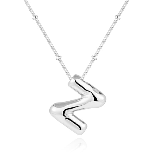 Inerney Gold Bubble Letter Necklace for Women, Dainty 14K Plated Balloon Initial Pendant Necklace Trendy Charm Non Tarnish Name Necklace Chunky Letter Necklace for Women Jewelry Gifts
