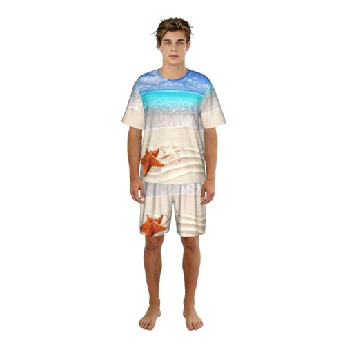 Pyjama court homme océan pour des week-ends détente en terrasse