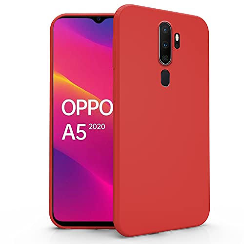 N NEWTOP Cover Compatibile con Oppo A5 2020 - A9 2020 Custodia TPU SOFT Gel Silicone Ultra Slim Sottile Flessibile Case Posteriore Protettiva (Rosso)