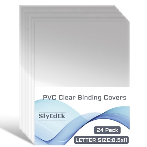 StyEdEk 24 Pack 8.5 x 11 Inches PVC Clear Binding Covers Letter Size 8 Mil Report Cover Sheets for Business Presentation Document Binding Office Supplies Unpunched Square Corners