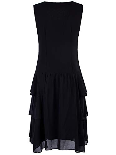 Vijiv Womens 1920s Inspired Flapper Dress High Tea Great Gatsby Maroon with Tiered Skirt 20s Dress3