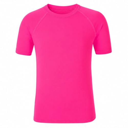 Image of 5-14Y Boys Girls Rash Guard UPF 50+ Short Sleeve Kids Neon Swim Shirts