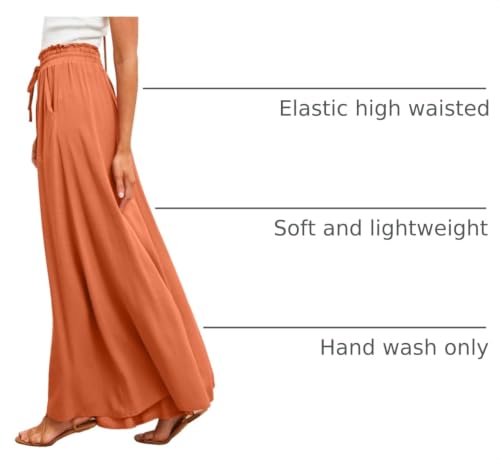 Image of Dokotoo Pants for Women Casual Elastic Waist Wide Leg Pants with Pockets