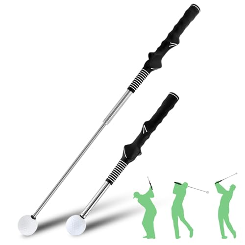 Kakalote Golf Swing Trainer Aid, Retractable Golf Swing Trainer Golf Practice Stick Golf Accessories for Power & Grip Training(Black)