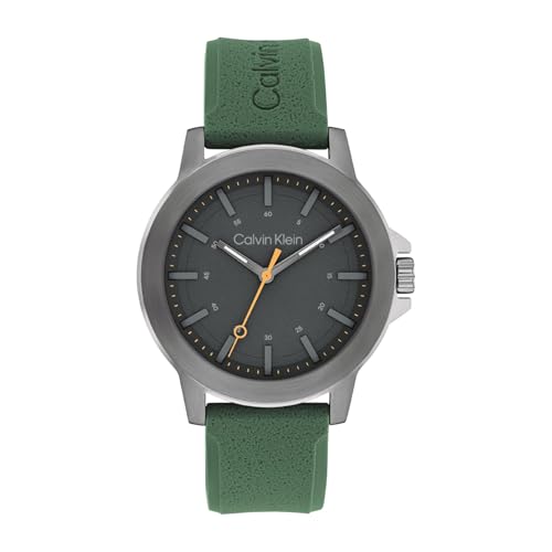 Catálogo de Reloj Calvin Klein para comprar hoy. 43 Calvin Klein - Reloj para Hombre 25200472 CK Reset - 42 mm - 3 manecillas - Caja Acero - Esfera Gris - Correa Silicona Verde