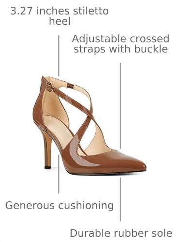 Image of Womens Pumps High Heels Pointed Toe Crossed Strap D'Orsay Zip up Stilettos Party Dress Shoes
