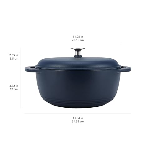 image for Amazon Basics Cast Iron Dutch Oven Pot with Lid, Enameled, Round, Dual