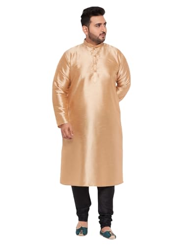 Image of Vastramay Plus Men's White Silk Blend Kurta Pyjama Set VPLUSMKWH001nPBL 44 | Independence Day