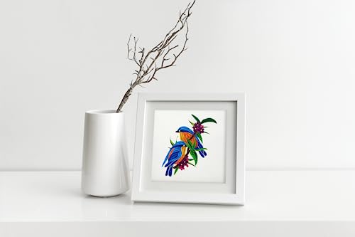 Bluebirds, Quilling Card 3D - Unique Dedicated Handmade, Design Greeting Card For Birthday, Valentine's Day, Mothers Day, Spring, Fathers Day, Graduation, Wedding, Anniversary, Thank You, Get Well, All Occasion | 6" X 6" #TOP1