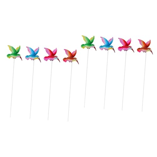 BESPORTBLE 8 Piezas Inserto de Hierro para jardín pájaro en Palos letreros metalicos Planta Ornamento estaca de césped de colibrí simulación colibrí Escultura pequeña Decoraciones México 3D