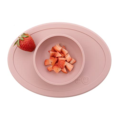 Image of ezpz Tiny Bowl (Blush) - Silicone Baby Bowl with Suction for 6 Months + - Built-in Placemat - First Foods + Baby Led Weaning - Fits on All Highchair Trays - Suction Bowls for Baby
