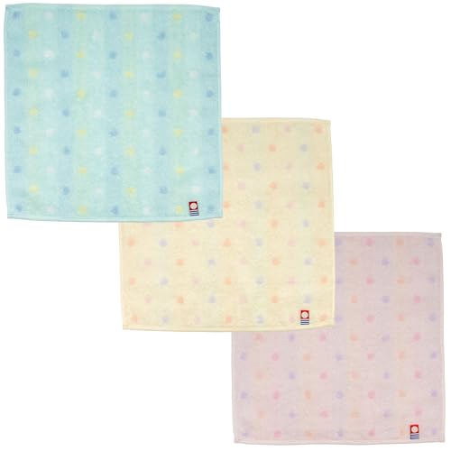 ニシオ(Nishio) 今治タオル 認定 ハンドタオル レディース 3枚セット 日本製 綿100% 25cm 両面パイル 吸水 水玉 模様 ドット ストライプ 婦人今治タオルハンカチ ブルー アイボリー ピンクギフト プレゼント 敬老の日